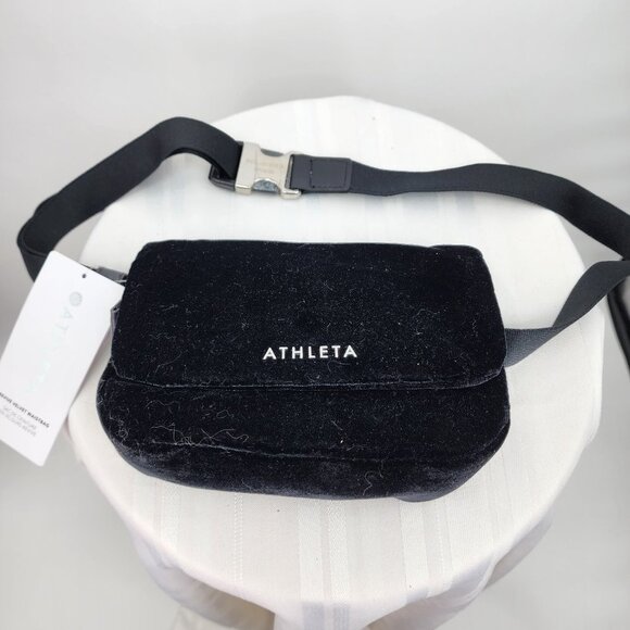 ATHLETA Women's Black Revive Velvet Waistbag New - Picture 4 of 9